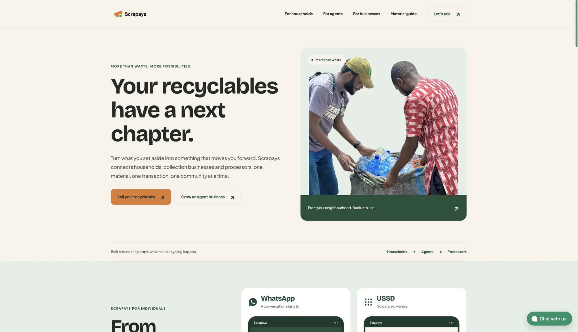 Scrapays website introducing its recycling services